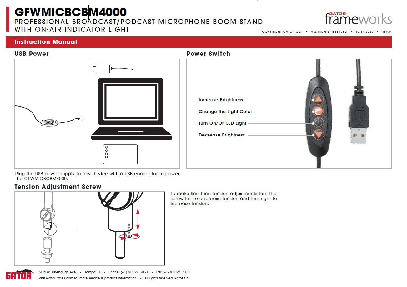 Gator Frameworks GFW-MICBCBM4000 Deluxe Desk-mounted Broadcast Microphone Boom  Arm